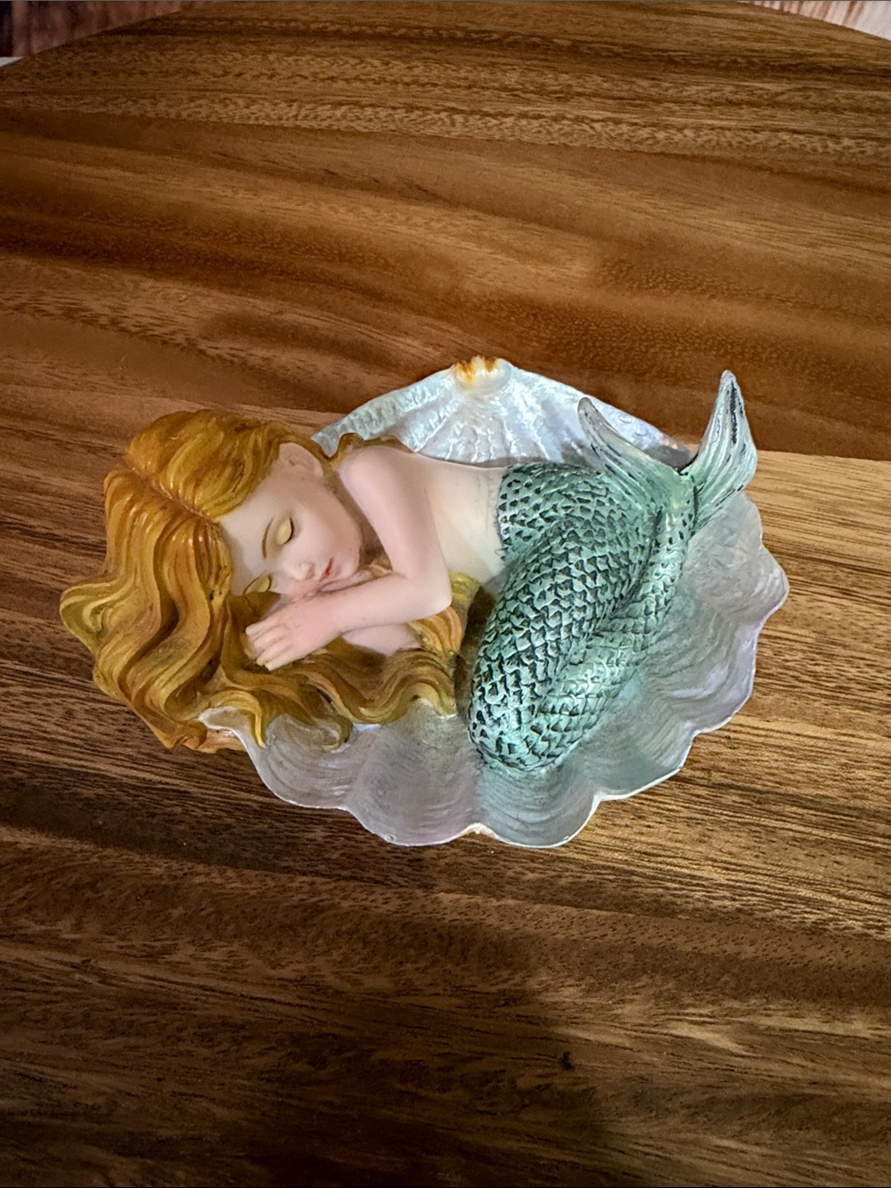 Sleeping Mermaid Figurine in Aqua and Gold - Home Accents